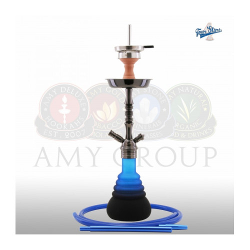 Кальян AMY Deluxe - 4 Stars 440 black Blue 50см