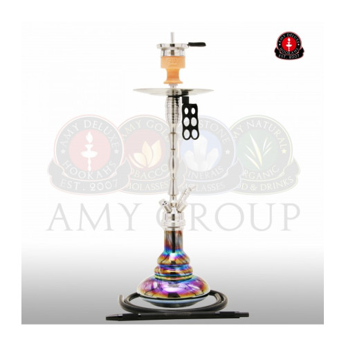 Кальян AMY Deluxe - SS08 Rainbow Black (HAMMER STEEL) 75см