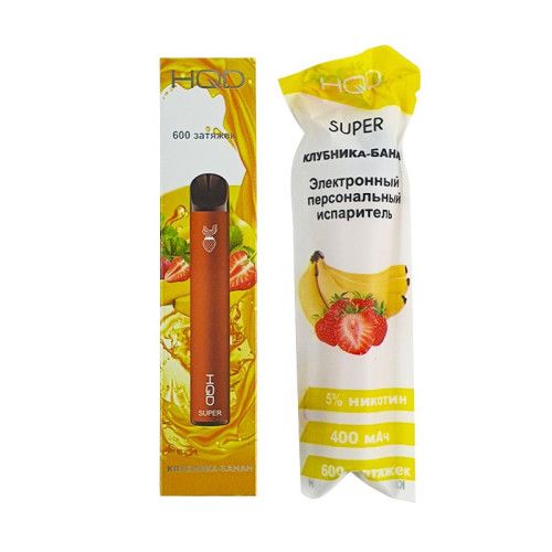 ЭС HQD SUPER 600 – Strawberry Banana (Клубника банан)