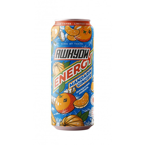 Энергетический напиток Ашкуди (HQD) ENERGY Mandarin Ginger 0,45л. ж/б