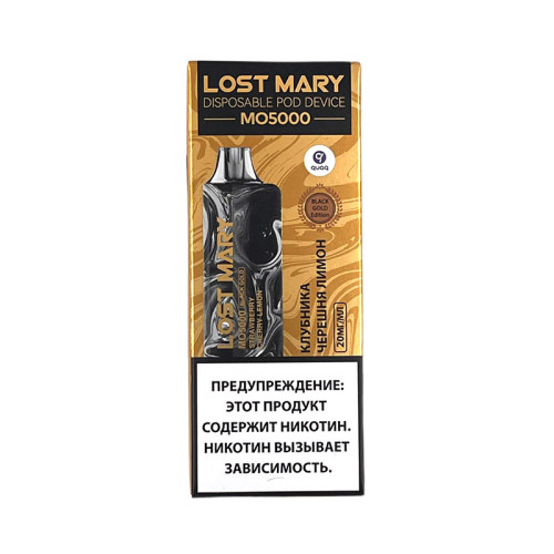 ЭС Lost Mary MO5000 Black Gold Edition – Strawberry Cherry Lemon (Клубника Черешня Лимон)
