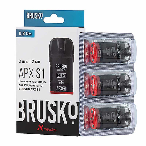 Распродажа Картридж Brusko APX S1, 0,8 Ом, 2мл (цена за 1 шт)