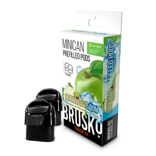 Распродажа Предзаправленный картридж BRUSKO MINICAN PREFILLED PODS - Яблоко со льдом 2,4мл (цена за 1 шт)