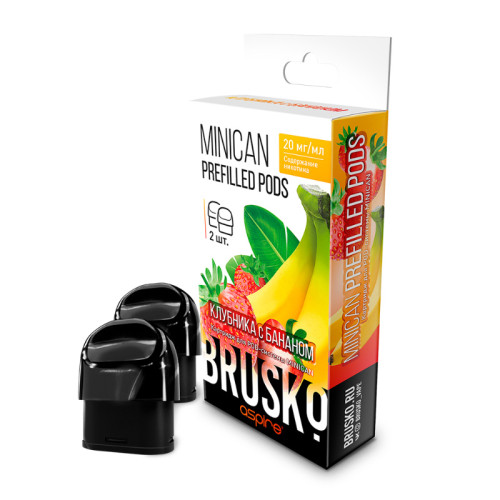 Распродажа Предзаправленный картридж BRUSKO MINICAN PREFILLED PODS - Клубника с бананом 2,4мл (цена за 1 шт)
