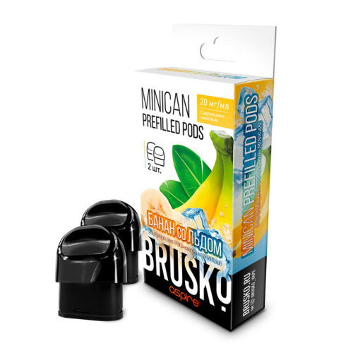 Распродажа Предзаправленный картридж BRUSKO MINICAN PREFILLED PODS - Банан со льдом 2,4мл (цена за 1 шт)