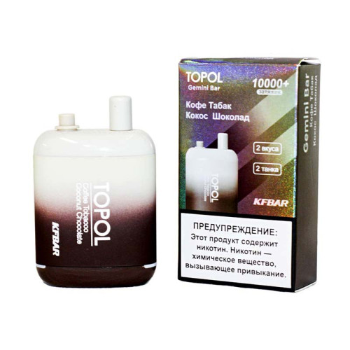 ЭС TOPOL Gemini Bar 10000 – Coffee Tobacco / Coconut Chocolate (Кофе табак / кокос шоколад)