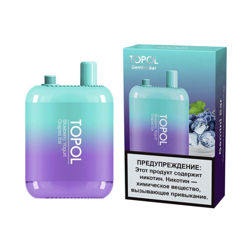 ЭС TOPOL Gemini Bar 10000 – Blueberry Yogurt / Grapes Ice (Черничный йогурт / виноград со льдом)