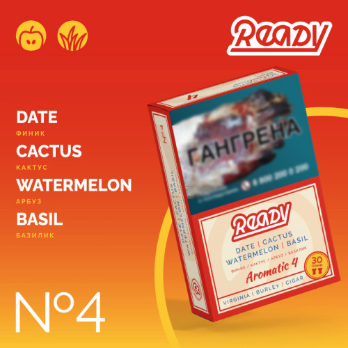 Табак Ready 30г – №4 Date Cactus Watermelon Basil (Финик Кактус Базилик Арбуз)