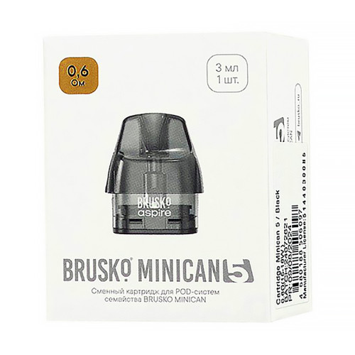 Картридж Brusko - Minican 5, 3мл, 0,6 Ом, Черный