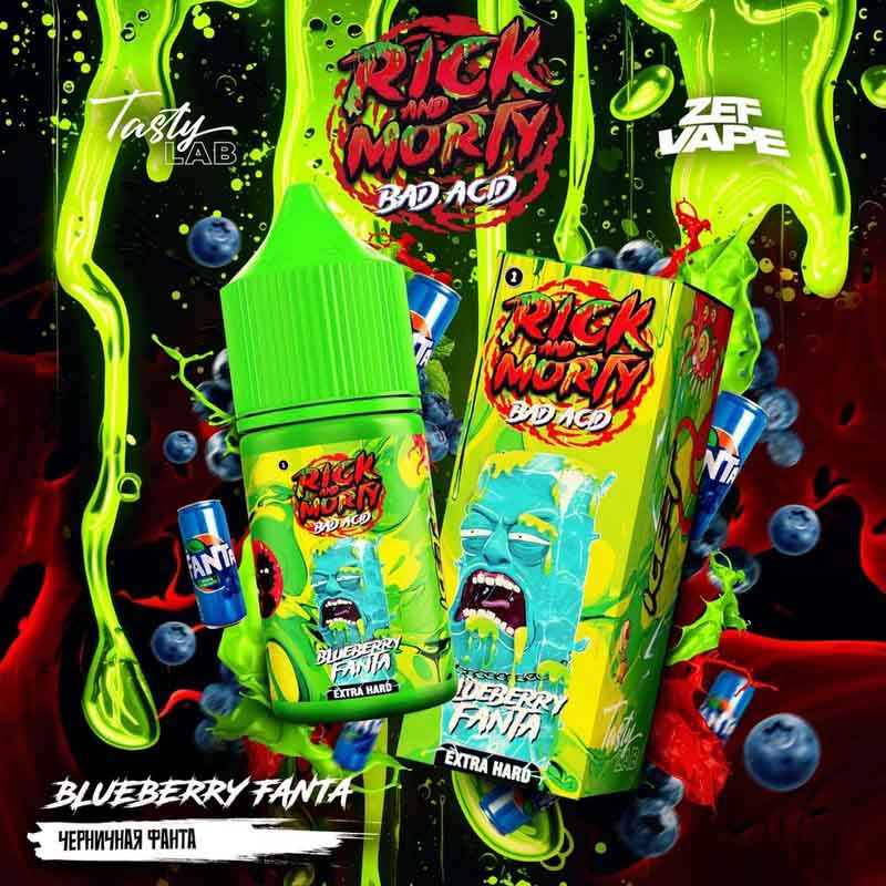 Жидкость Rick & Morty Bad Acid EXTRA HARD - Blueberry Fanta (Черничная фанта) 30мл 20мг