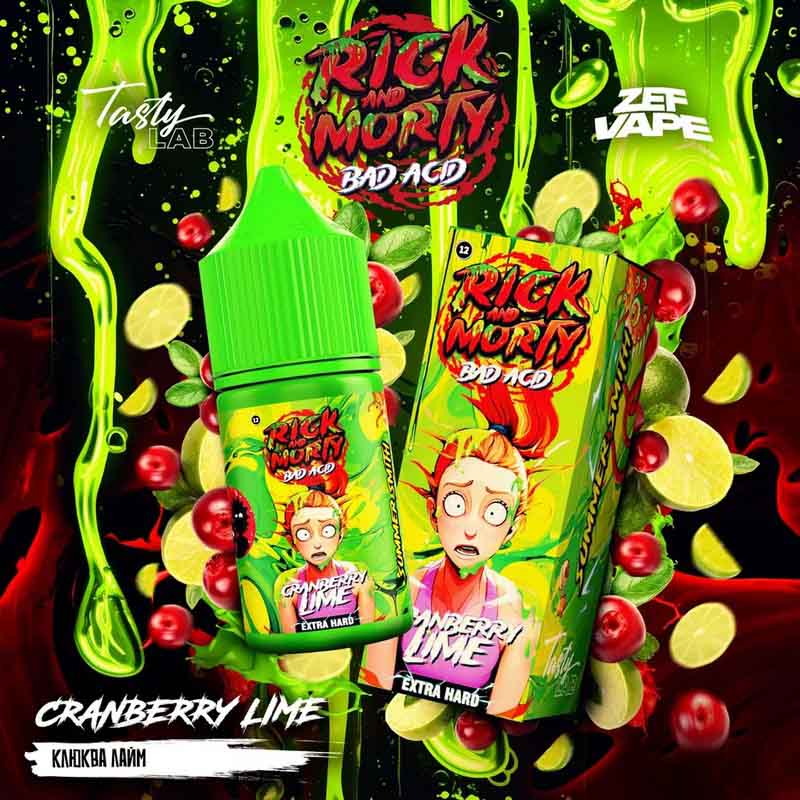 Жидкость Rick & Morty Bad Acid EXTRA HARD - Cranberry Lime (Клюква Лайм) 30мл 20мг