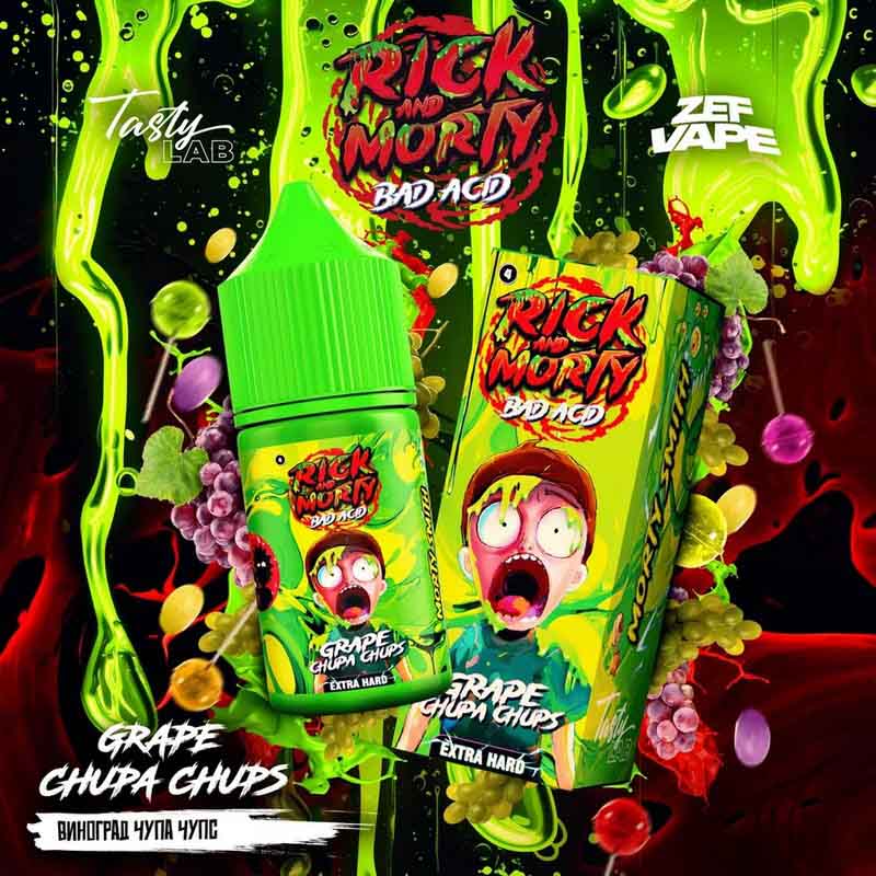 Жидкость Rick & Morty Bad Acid EXTRA HARD - Grape Chupa Chups (Виноградный Чупа-Чупс) 30мл 20мг