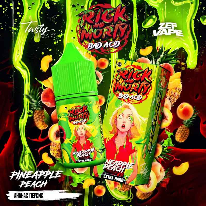 Жидкость Rick & Morty Bad Acid EXTRA HARD - Pineapple Peach (Ананас Персик) 30мл 20мг
